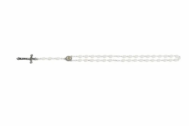 Zuluf mother of pearl rosary set 3 60cm full-length catholic prayer beads with silver-tone crucifix hand assembled