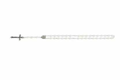Zuluf mother of pearl rosary set 3 60cm full-length catholic prayer beads with silver-tone crucifix hand assembled