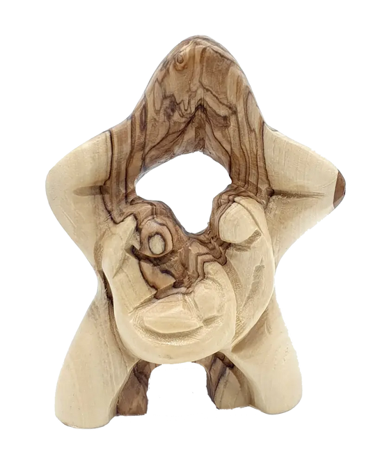 Zuluf olive wood holy family statue handcrafted in the land