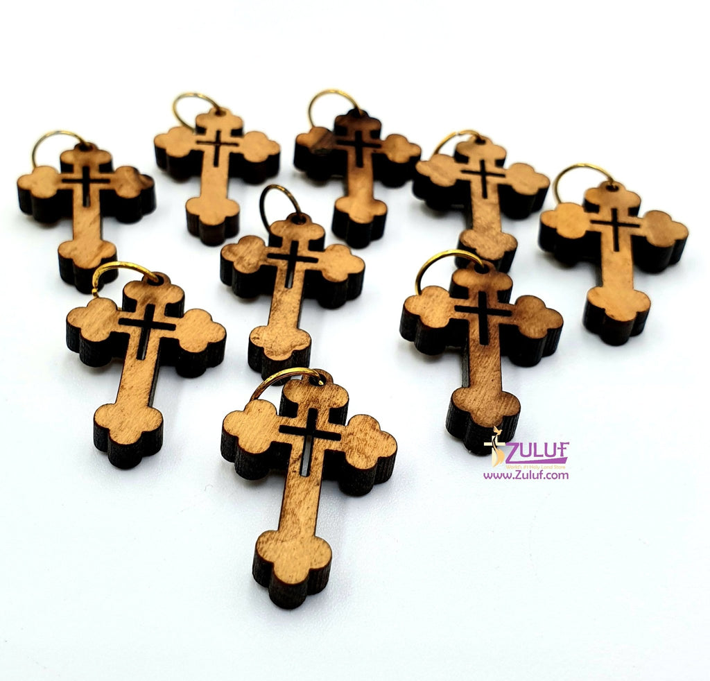 10 olive wood crosses - 10 Pieces total - Charms for Rosaries - Gifts For Friends PEN213 - Zuluf
