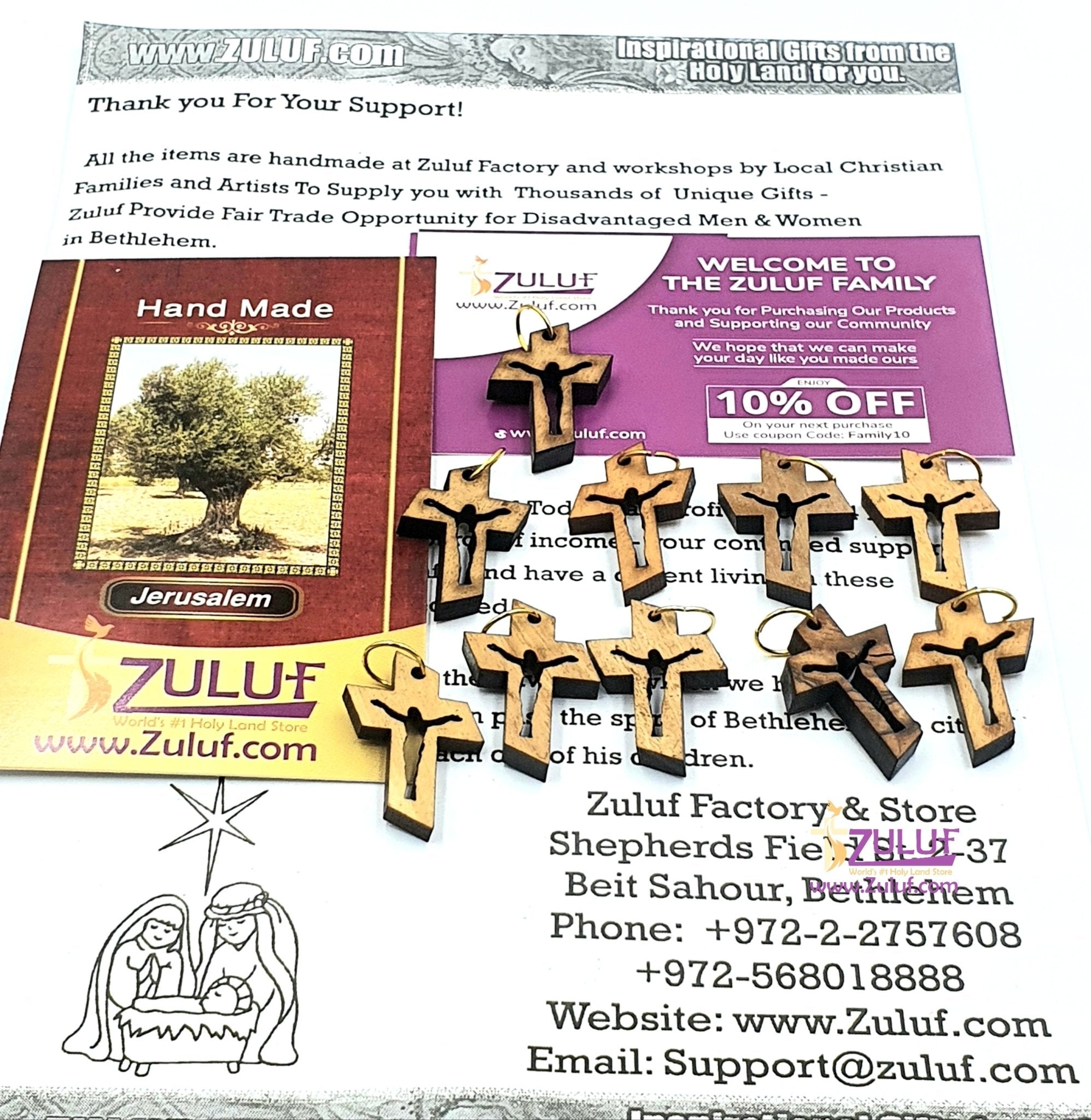 10 Olive Wood Crosses Catholic Wholesale Church Supplies Pen223