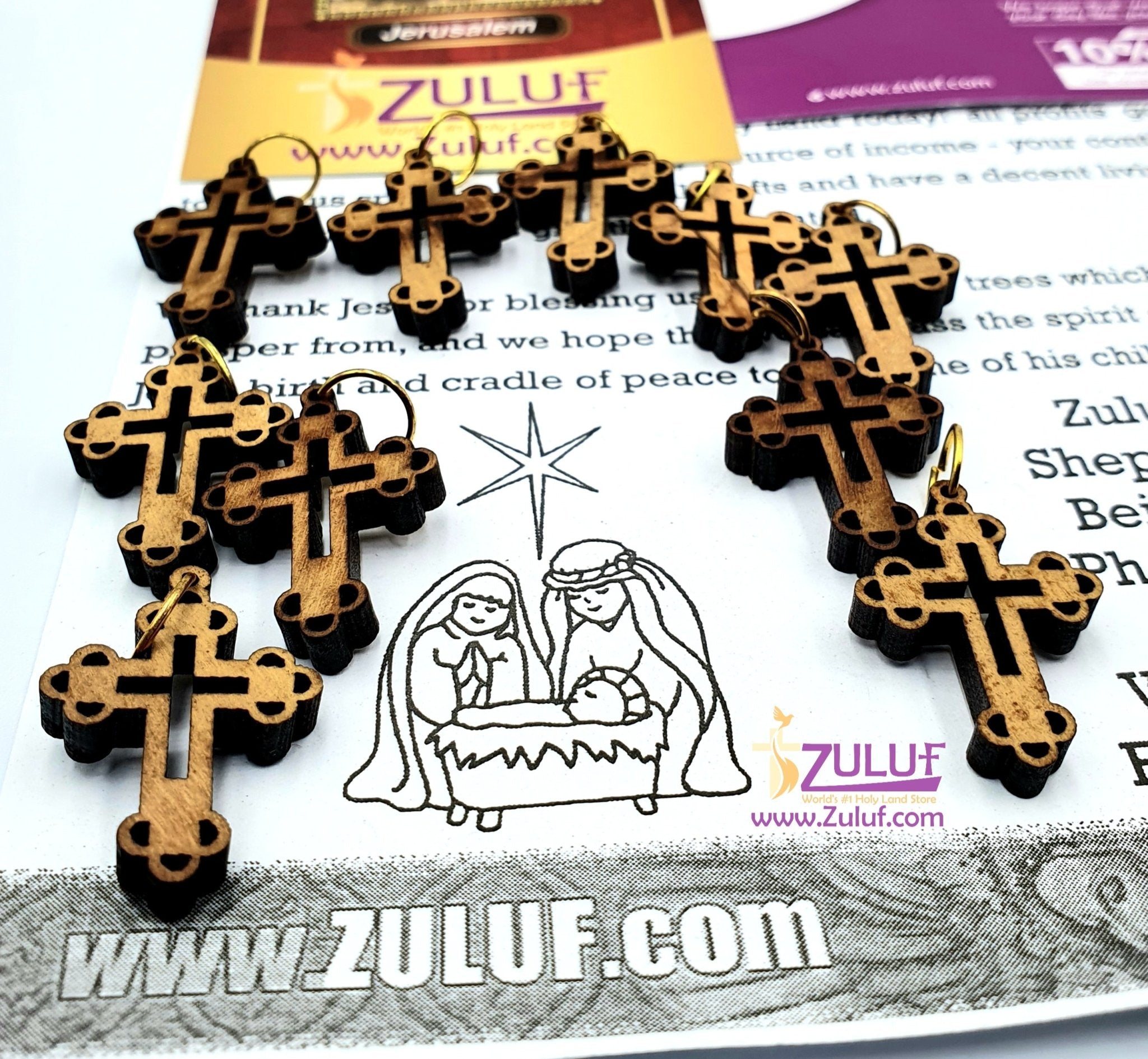 10 Small Olive Wood Crooses Olive Wood Crucifix From Jerusalem Pen218 - Zuluf