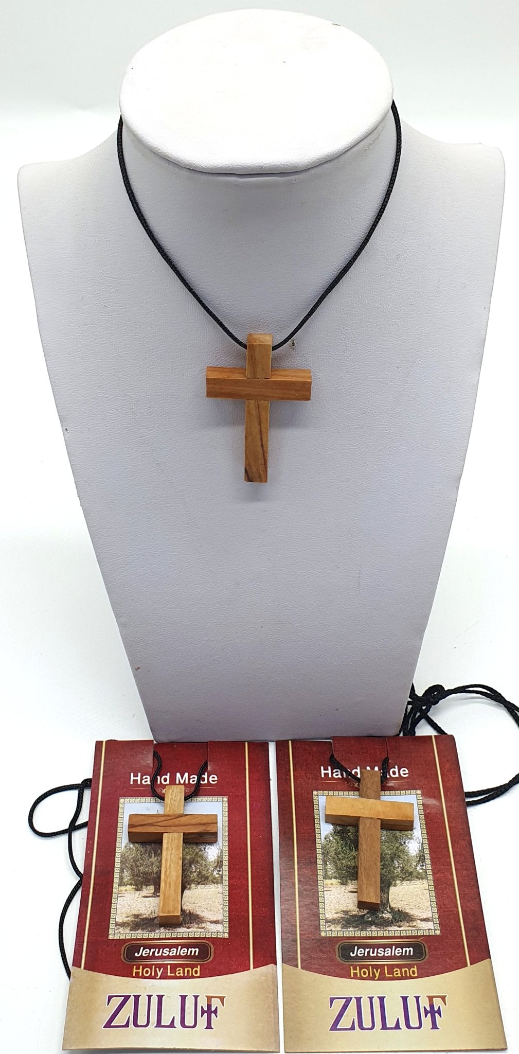 1.5-Inch Olive Wood Cross Pendant Necklace - Unisex Faithful Jewelry for Men and Women - Zuluf