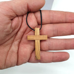 1.5-Inch Olive Wood Cross Pendant Necklace - Unisex Faithful Jewelry for Men and Women - Zuluf