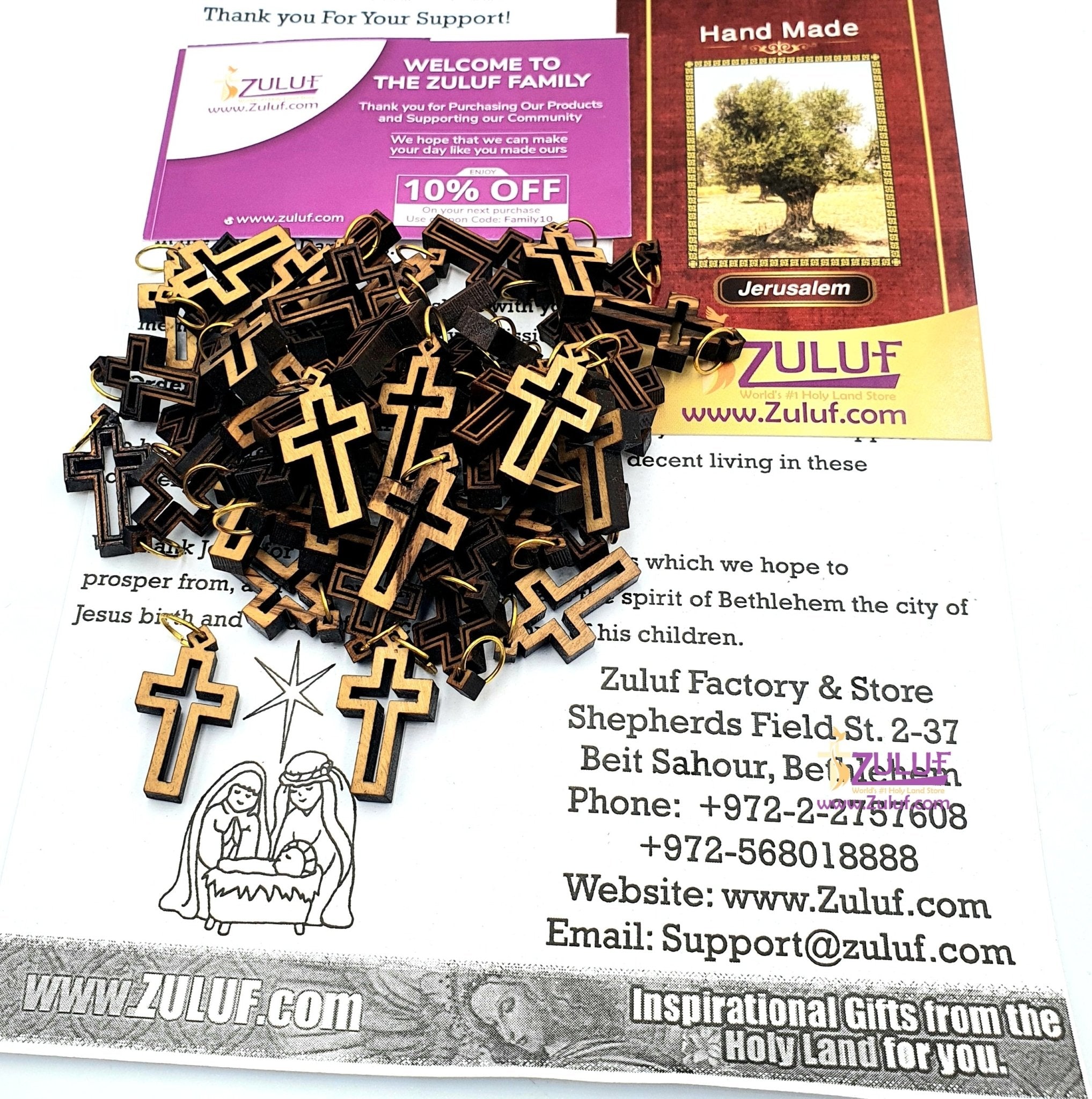 50 Olive Wood Crosses Jerusalem Gift Shop Pen226 - Zuluf