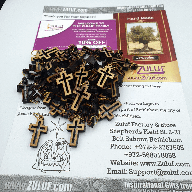 Holy Land Cross - Olive Wood Gift from Jerusalem