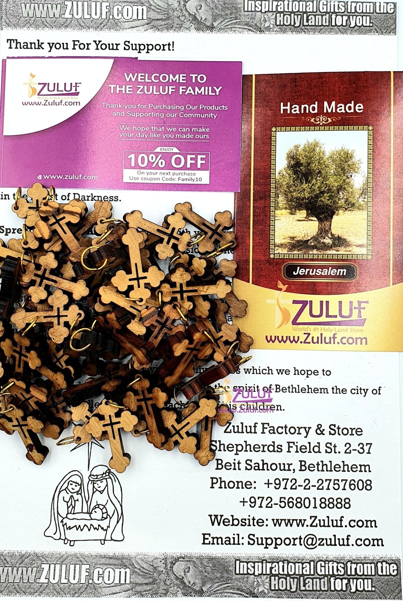 50 Olive Wood Crosses Pen224 Olive Wood Pendants Necklaces - Zuluf