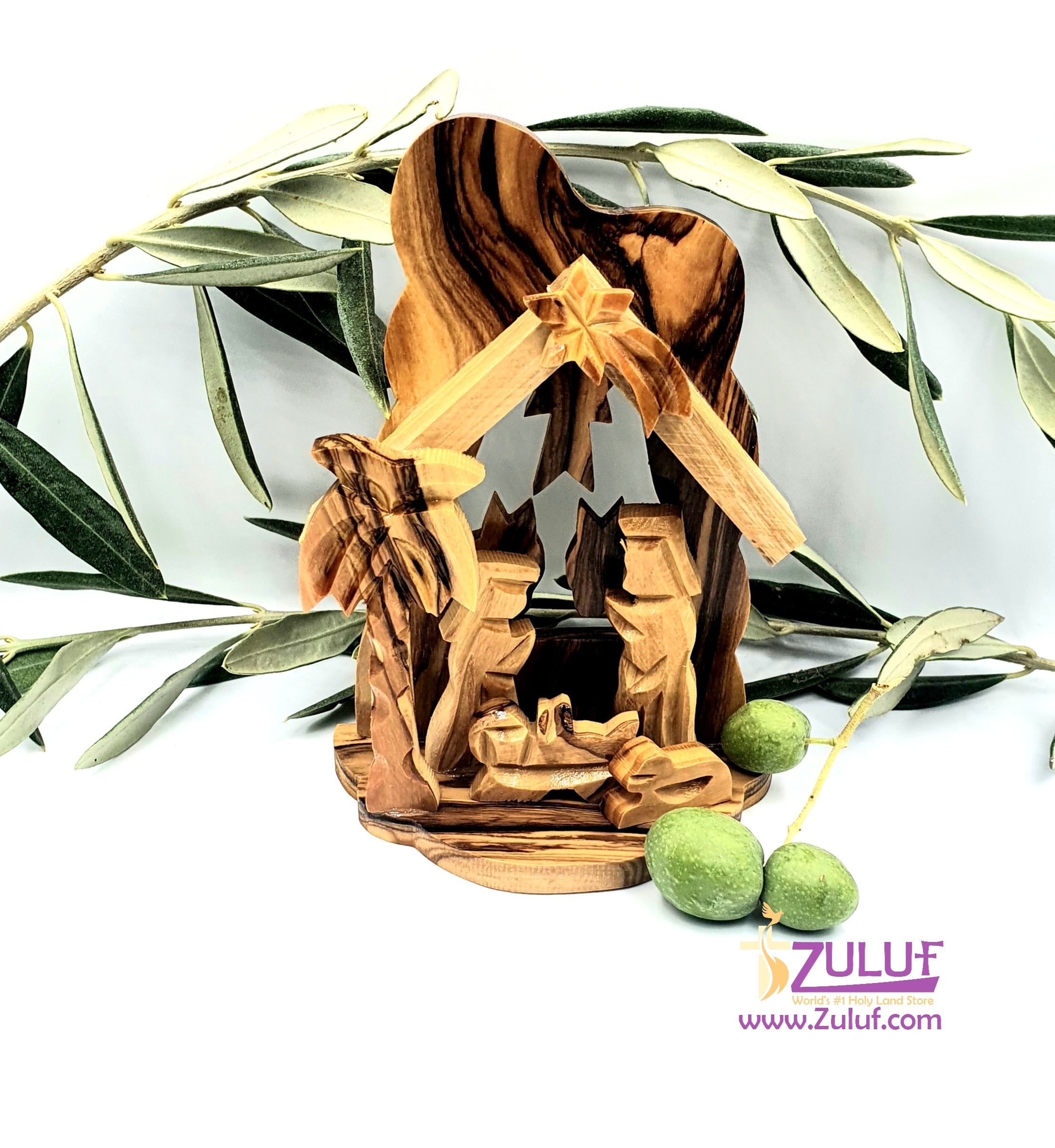 Olivewood Olive Wood Nativity 11cm Scene Set From Jerusalem Holy land  by Zuluf - NAT010