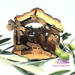 Zuluf Olivewood Olive Wood Musical Laser Nativity Scene Set Jerusalem - NAT005