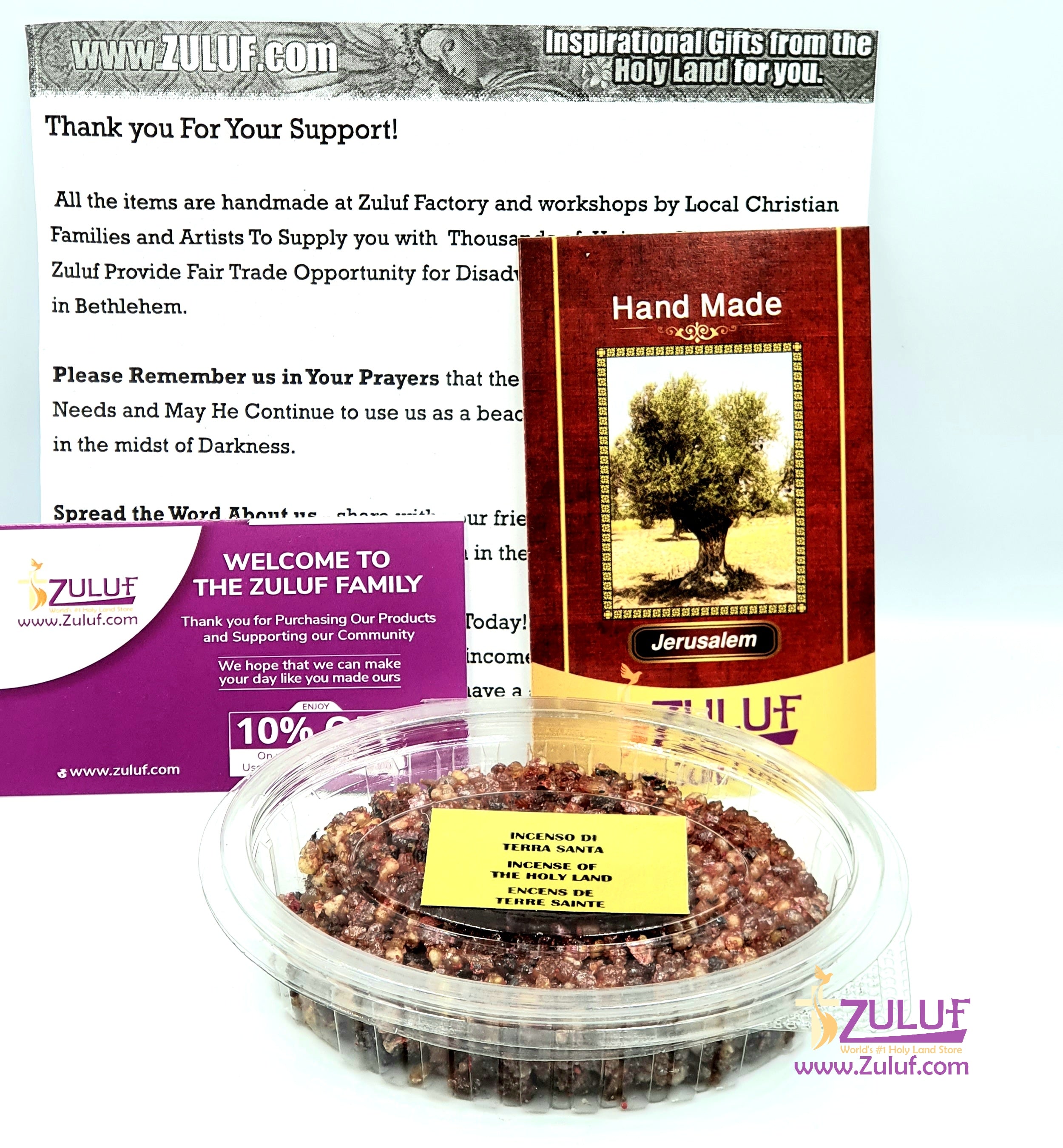 Myrrh Aromatic Resin Jerusalem Incense of The Holy Land - 50 Grams or 1.7 oz With Zuluf Certificate HLG203