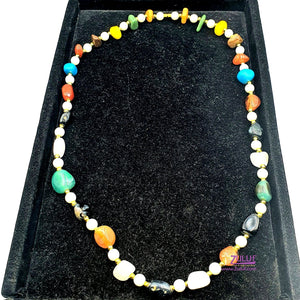 ⭐ A Rare Special Holy Land Stones Necklace with Golden Spacers Very Unique Design natural Stones 70cm / 27.5 Inches Long - SPEC001 - Zuluf