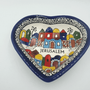 Armenian Ceramic Heart Jerusalem Deep Plate Made in Holy Land Christian Gift from Israel- CER030 - Zuluf