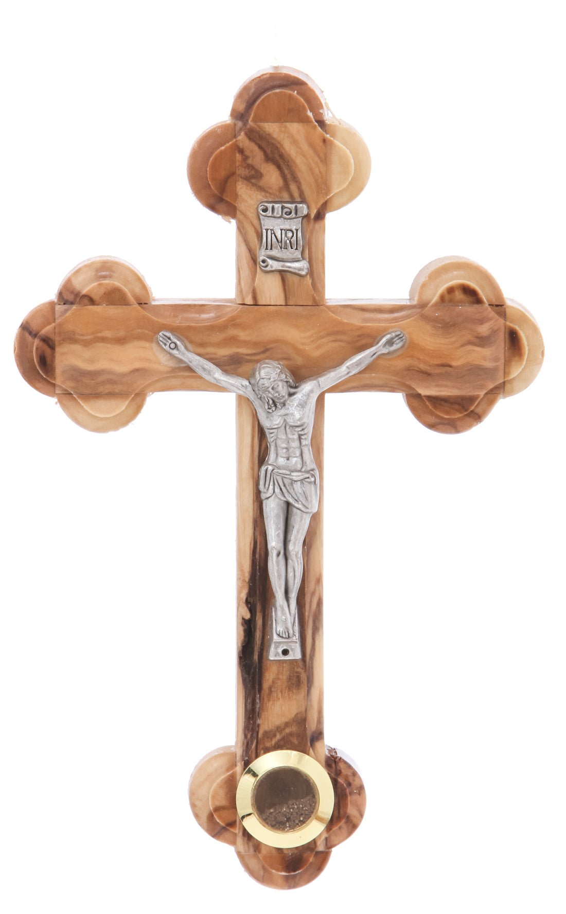 Authentic Orthodox Olive Wood Cross - Embedded with Genuine Holy Land Soil - Zuluf