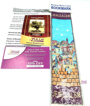 Authentic Woven Carpet Bookmarks Oriental Carpet Jerusalem Walls City with Zuluf Certificate - Zuluf