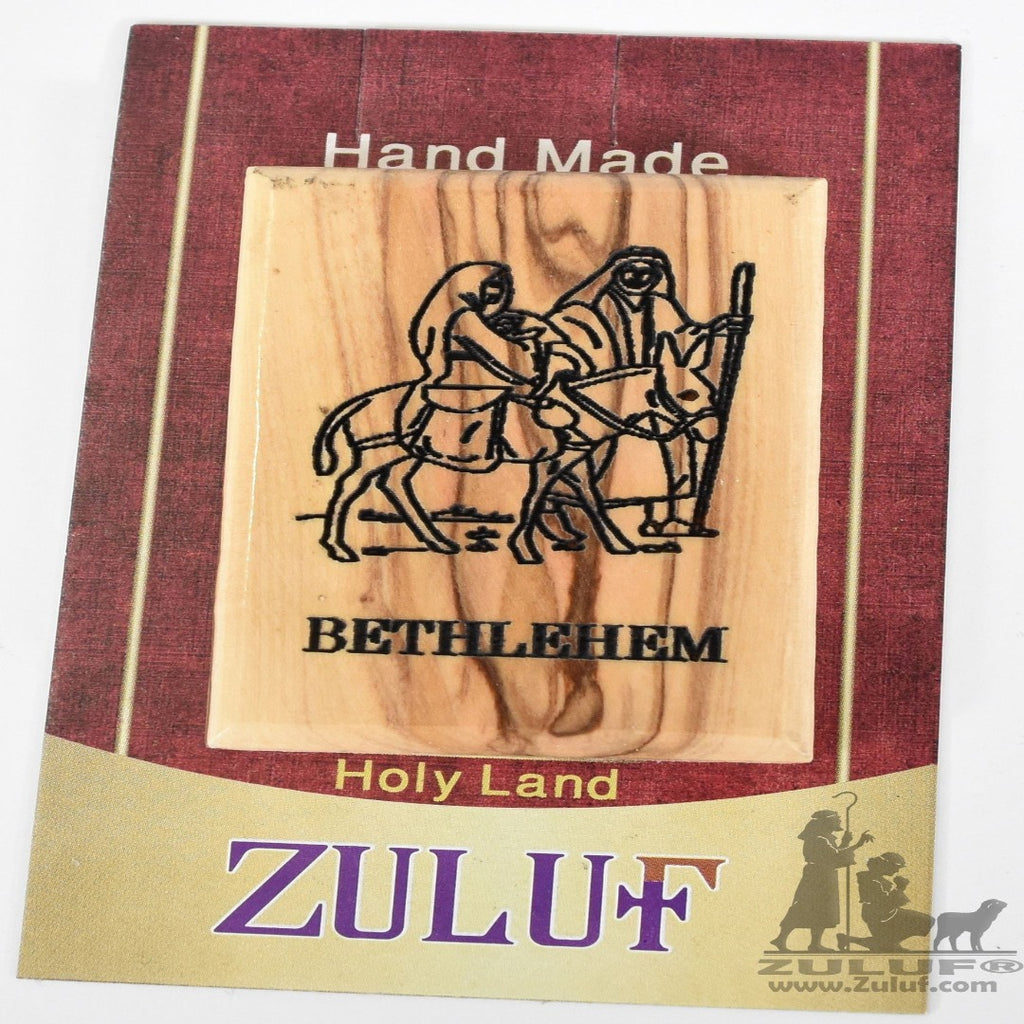 Bethlehem Holy Family Olive Wood Magnet - Zuluf Olive Wood Factory - MAG027 - Zuluf