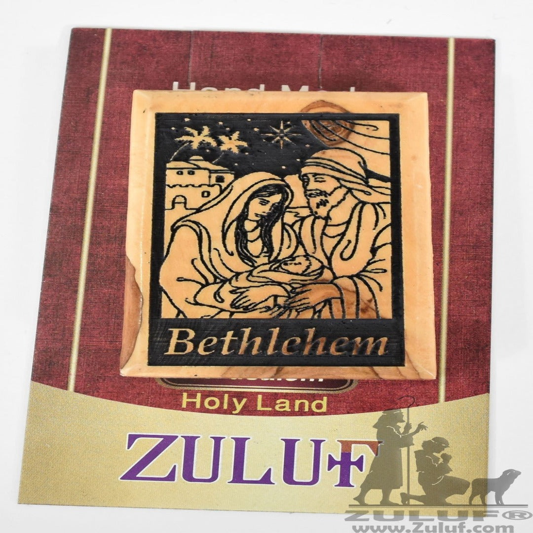 Bethlehem Laser Engraved Olive Wood Magnet - Zuluf Olive Wood Factory - MAG034 - Zuluf
