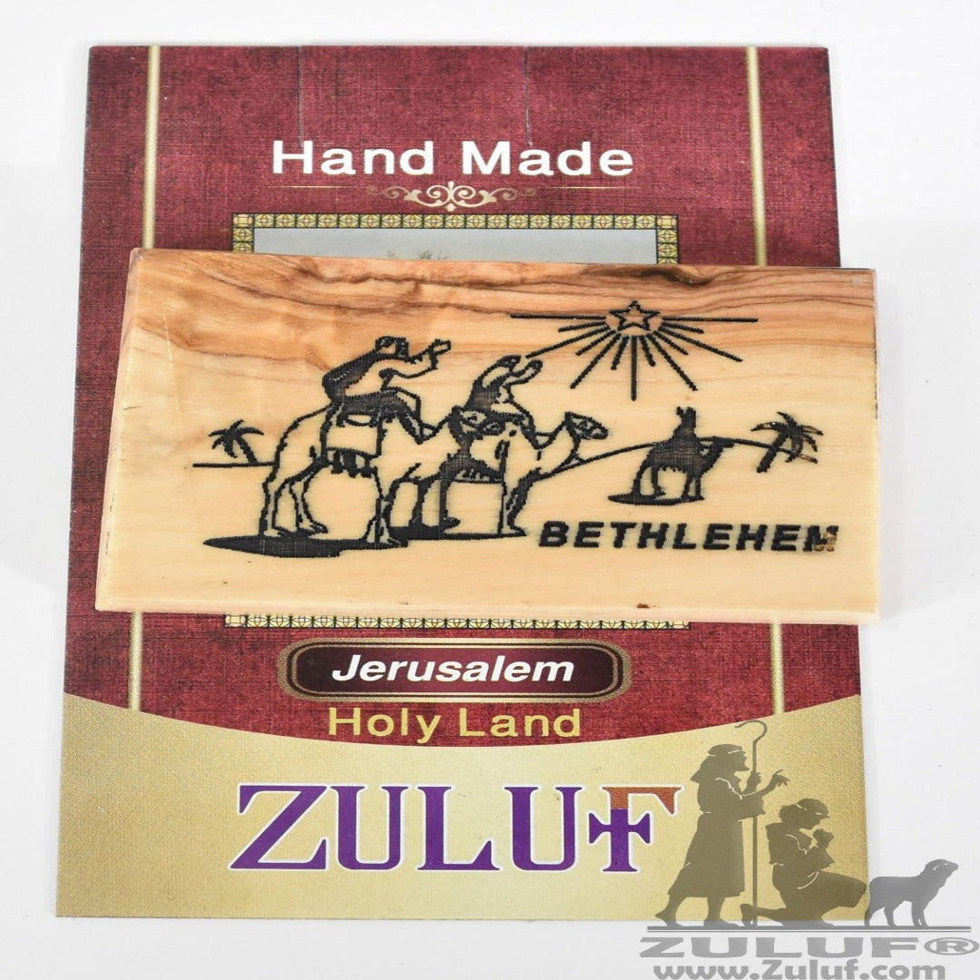Bethlehem Three Wise Men Olive Wood Magnet - Zuluf Olive Wood Factory - MAG039 - Zuluf
