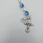 Blue Crystal Rosary Bracelet With Silver Chain and Crucifix - BRA023 - Zuluf