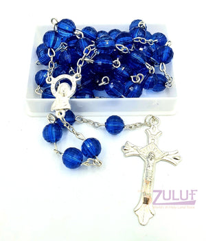 Blue crystal tone beads rose with cross - ROS007 - Zuluf