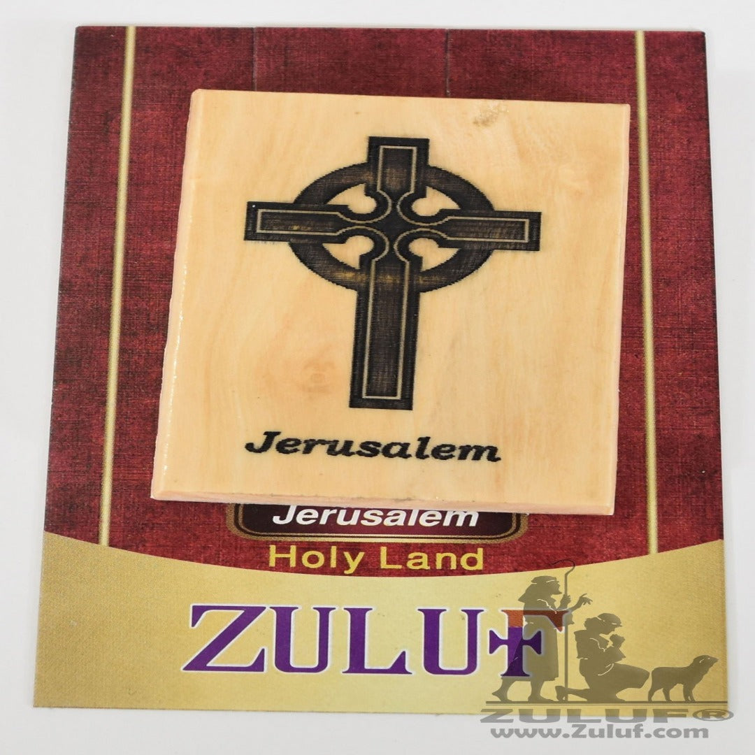 Celtic Jerusalem Cross Craft Magnet - Zuluf Olive Wood Factory - MAG049 - Zuluf