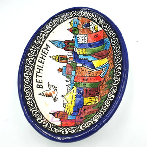 Ceramic Bowl Holy Land - Oval Hand Painted 16cm / 6.5 " - CER005 - Zuluf