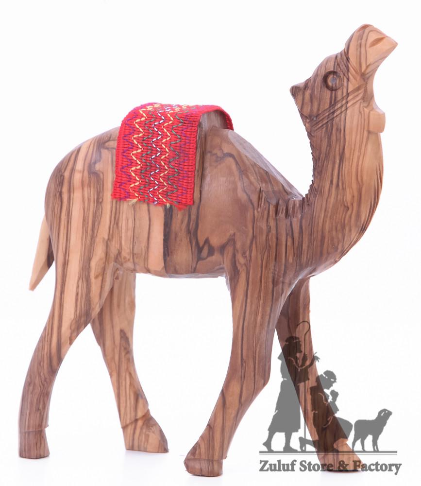 Christian Gift Olive Wood Camel Handmade Figure Red or green Saddle by 14.5cm ANI001 - Zuluf