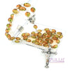 Crystal Beads Rosary Catholic Necklace Holy Soil Medal & Crucifix - ROS036 - Zuluf