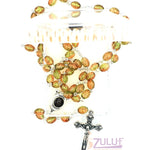 Crystal Beads Rosary Catholic Necklace Holy Soil Medal & Crucifix - ROS036 - Zuluf