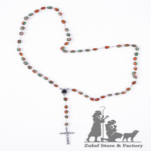 Crystal Beads Rosary Catholic Necklace Holy Soil Medal & Crucifix - ROS038 - Zuluf