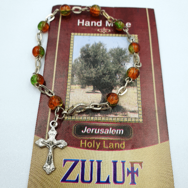 Crystal Rosary Bracelet With Silver Chain and Crucifix - BRA005 - Zuluf