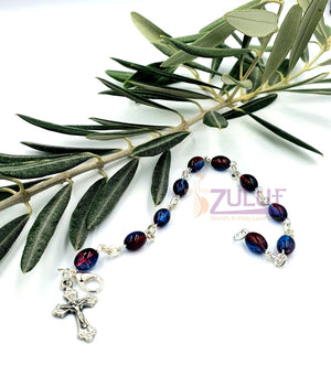 Crystal Rosary Bracelet With Silver Chain and Crucifix - BRA015 - Zuluf