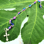 Crystal Rosary Bracelet With Silver Chain and Crucifix - BRA021 - Zuluf