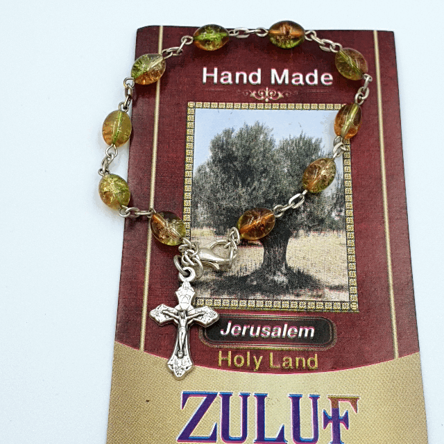 Crystal Rosary Bracelet With Silver Chain and Crucifix - BRA026 - Zuluf