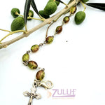 Crystal Rosary Bracelet With Silver Chain and Crucifix - BRA026 - Zuluf