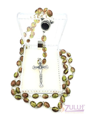 Crystal Rosary Holy Beads Catholic Necklace Holy Soil Medal & Crucifix - ROS030 - Zuluf