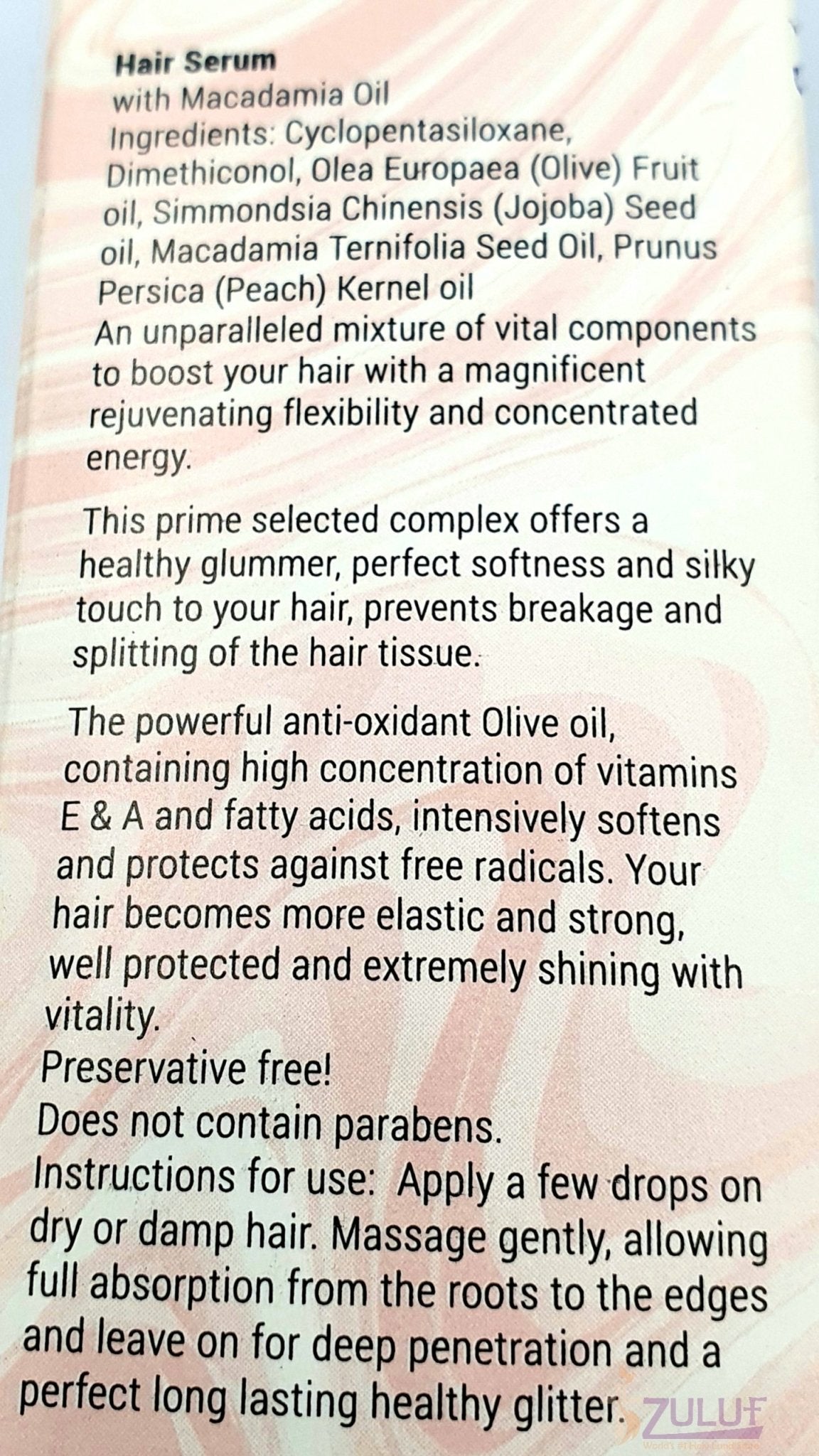Dead Sea Hair Serum with Macadamia Oil DS012 - Zuluf