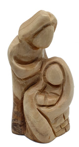 Hand-Carved Faceless Olive Wood Sculpture of the Holy Family - Joseph, Maria, and Jesus Statue for Religious Home Décor - Zuluf