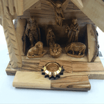 Hand Carved Nativity Set Scene With Bark Roof Made In Bethlehem by Zuluf - NAT022 - Zuluf