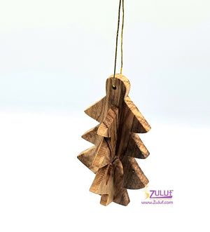 Hand Carved Tree Olive Wood Ornament 3d Made In Bethlehem Zuluf - (ORN008) - Zuluf
