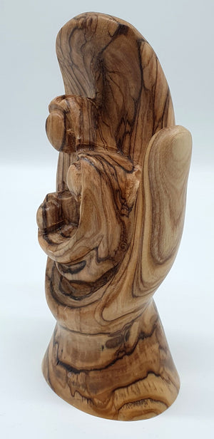 Hand of God Fatima Hand Holy Family Carved Olive Wood 5.7x2.9x2.1 Inches - Virgin Mary, Baby Jesus, and Joseph Figurine for Gifts and Decorations - Zuluf