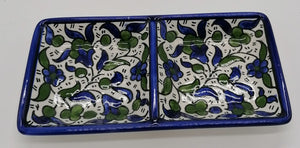 Hand Painted Armenian Ceramic Rectangular Plate divided into Two 16*8*2 cm CER039 - Zuluf