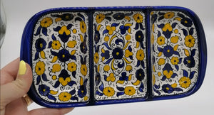 Hand Painted Armenian Ceramic rectangular Plate divided to 3 25*13*3 cm CER074 - Zuluf