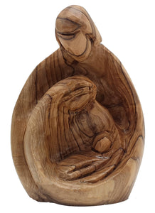 Holy Family Wood Statue: Zuluf Hand-Carved Mary, Joseph, Baby Jesus Sculpture - Zuluf