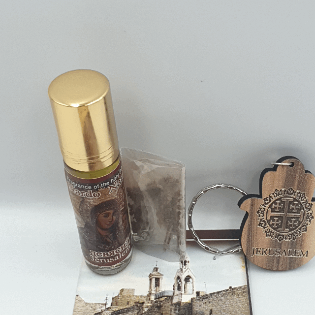 Holy land gifts Anointing oil key chain and soil bethlehem HLG014 - Zuluf