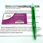 Jerusalem Pen with Souvenir Inside Holy Land Pictures and Sites Inside - 5 Pens Green with Zuluf Certificate - Zuluf