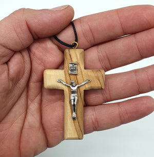Jesus Steel Olive Wood Cross Pendants - Symbolic and Stylish Accessories for Spiritual Expression - Zuluf