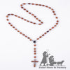 Large Natural Carved Beads Olive Wood Jerusalem Rosary w/Soil, Silver Chain and Crucifix - ROS041 - Zuluf
