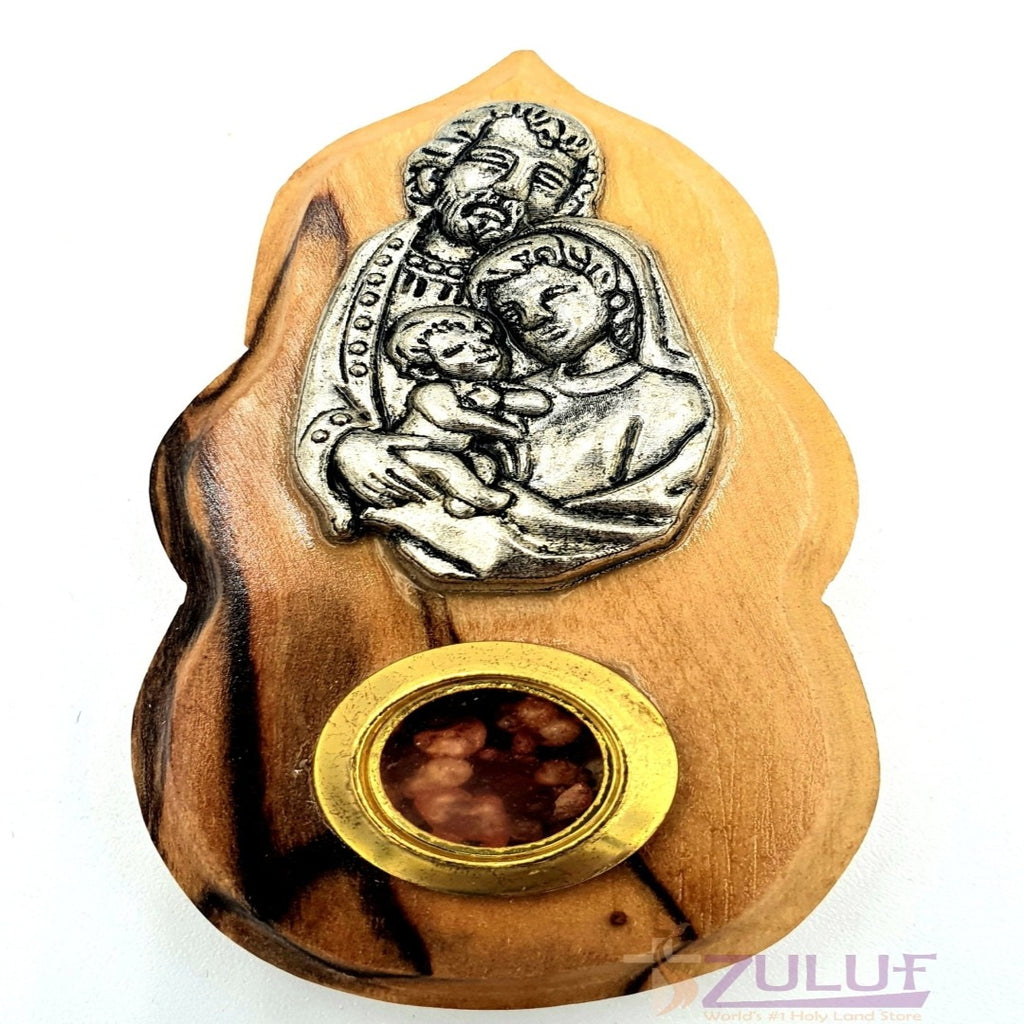 Magnet Holy Family Olive Wood Art With Metal Incense Mag087 - Zuluf