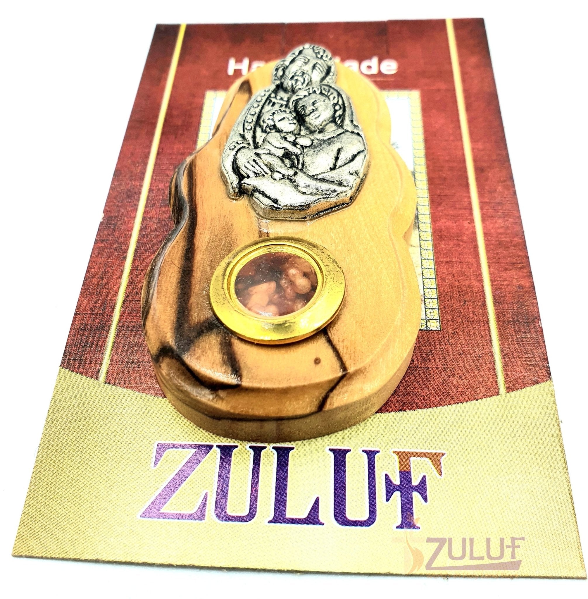 Magnet Holy Family Olive Wood Art With Metal Incense Mag087 - Zuluf