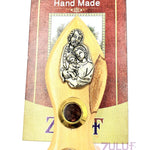 Mary Virgin with Jesus and incense on fish Design hand made olive wood art magnetic MAG086 - Zuluf